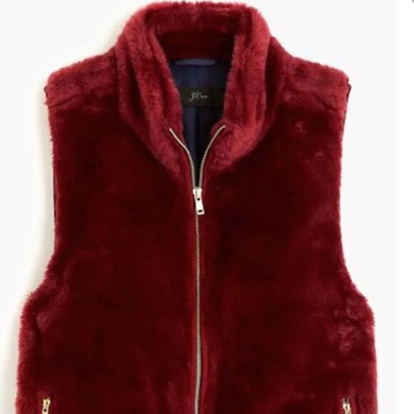 J.Crew Plush Fleece Excursion Vest Crimson Maple - Picture 2 of 13